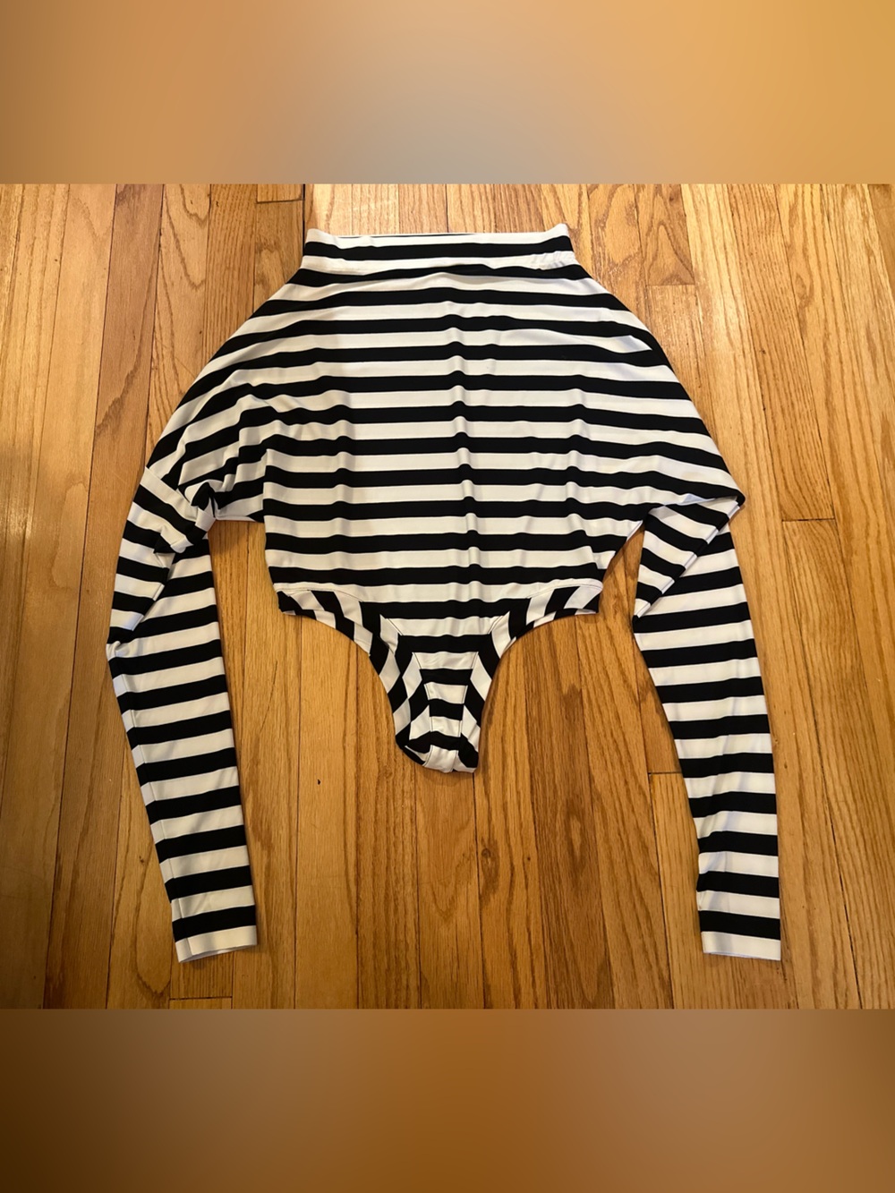 Norma Kamali Black and White Striped Bodysuit Size XS